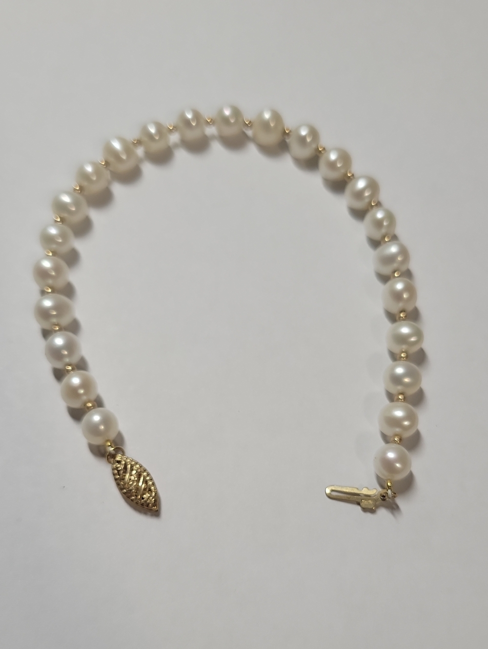 10k Classic Pearl Strand Bracelet with Gold Accents